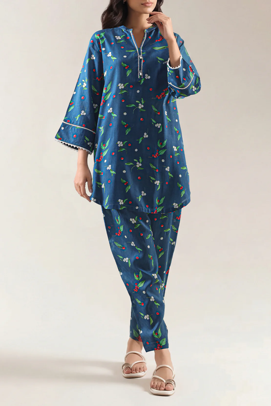 Printed Lyocell Stitched 2 Piece (Shirt/Trouser)