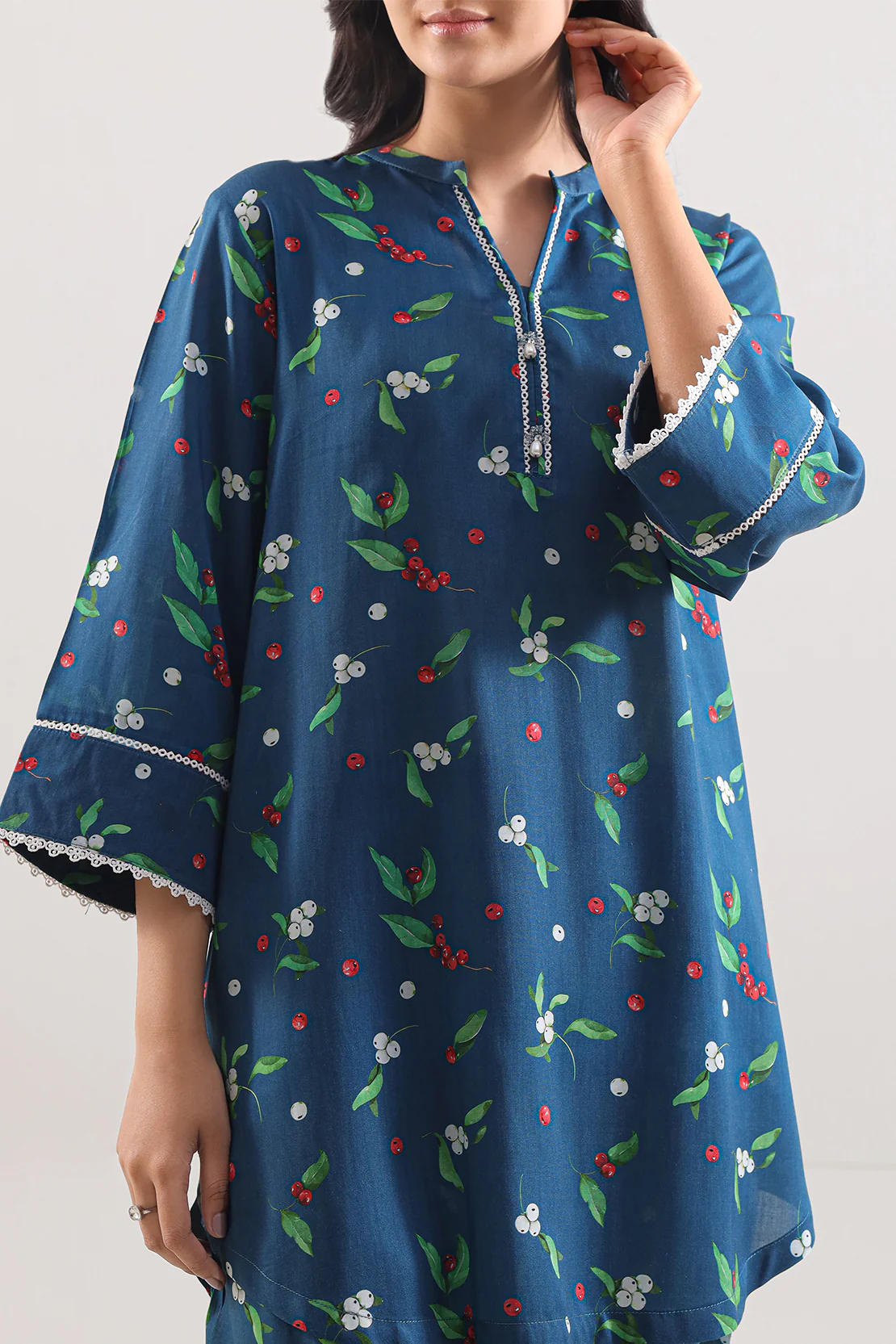 Printed Lyocell Stitched 2 Piece (Shirt/Trouser) - Image 2