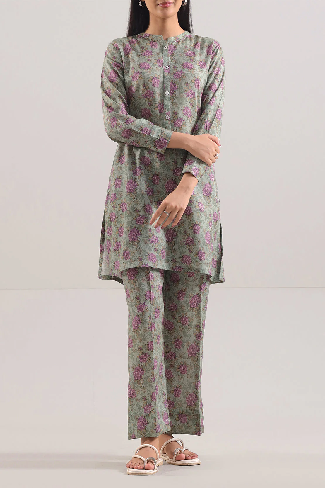 Printed Silk Touch Stitched 2 Piece (Shirt/Trouser) - Image 3