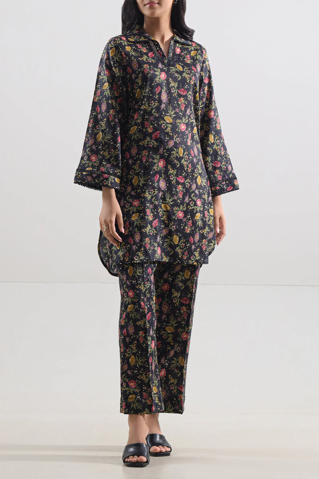 Printed Lyocell Stitched 2 Piece (Shirt/Trouser)