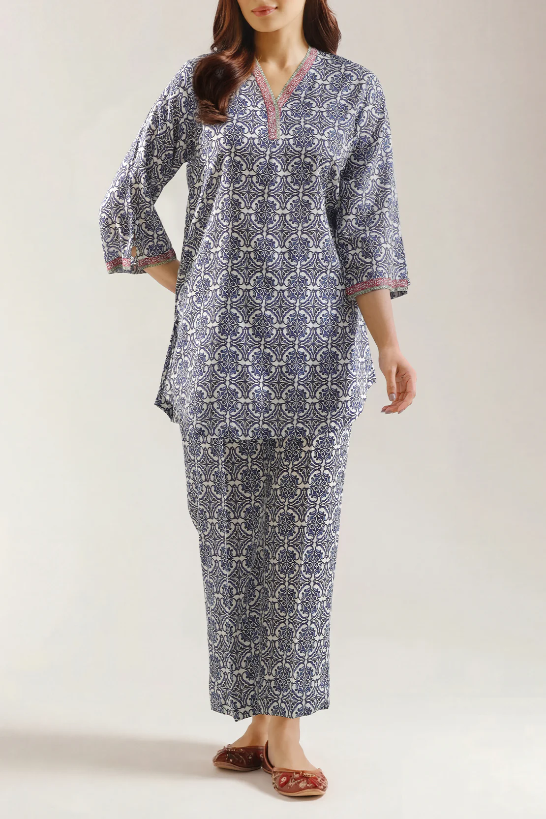 Printed Silk Touch Stitched 2 Piece (Shirt/Trouser)