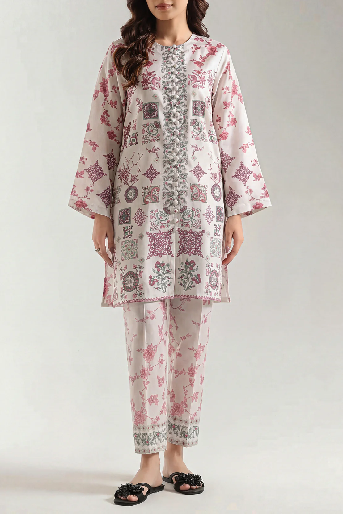 Printed Silk Touch Stitched 2 Piece (Shirt/Trouser) - Image 2