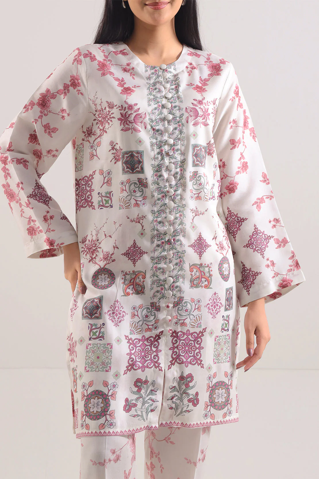 Printed Silk Touch Stitched 2 Piece (Shirt/Trouser) - Image 3