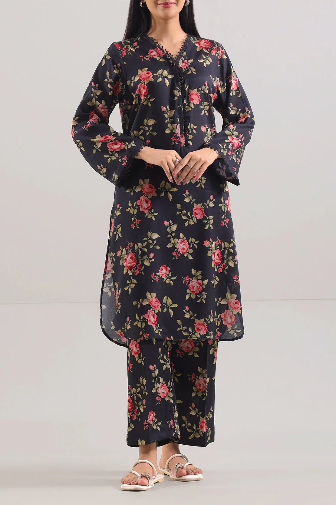 Printed Silk Touch Stitched 2 Piece (Shirt/Trouser) - Image 2