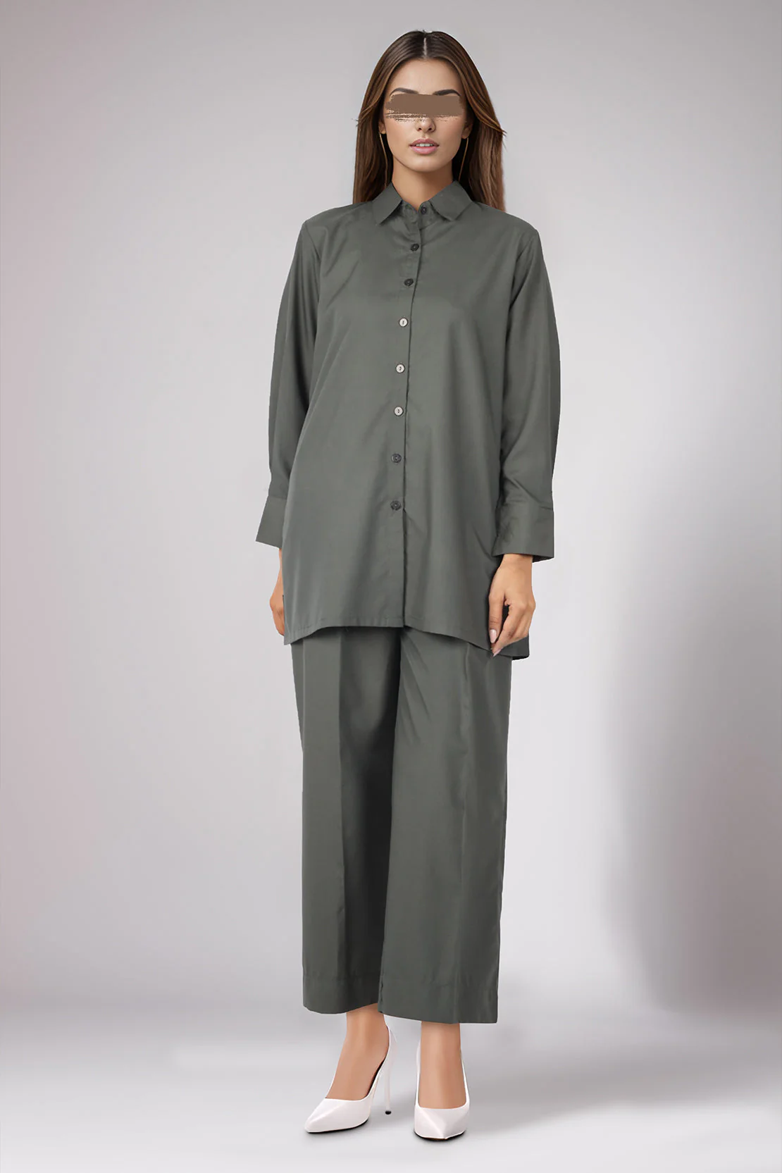 Solid Polyester Stitched 2 Piece (Shirt/Trouser)