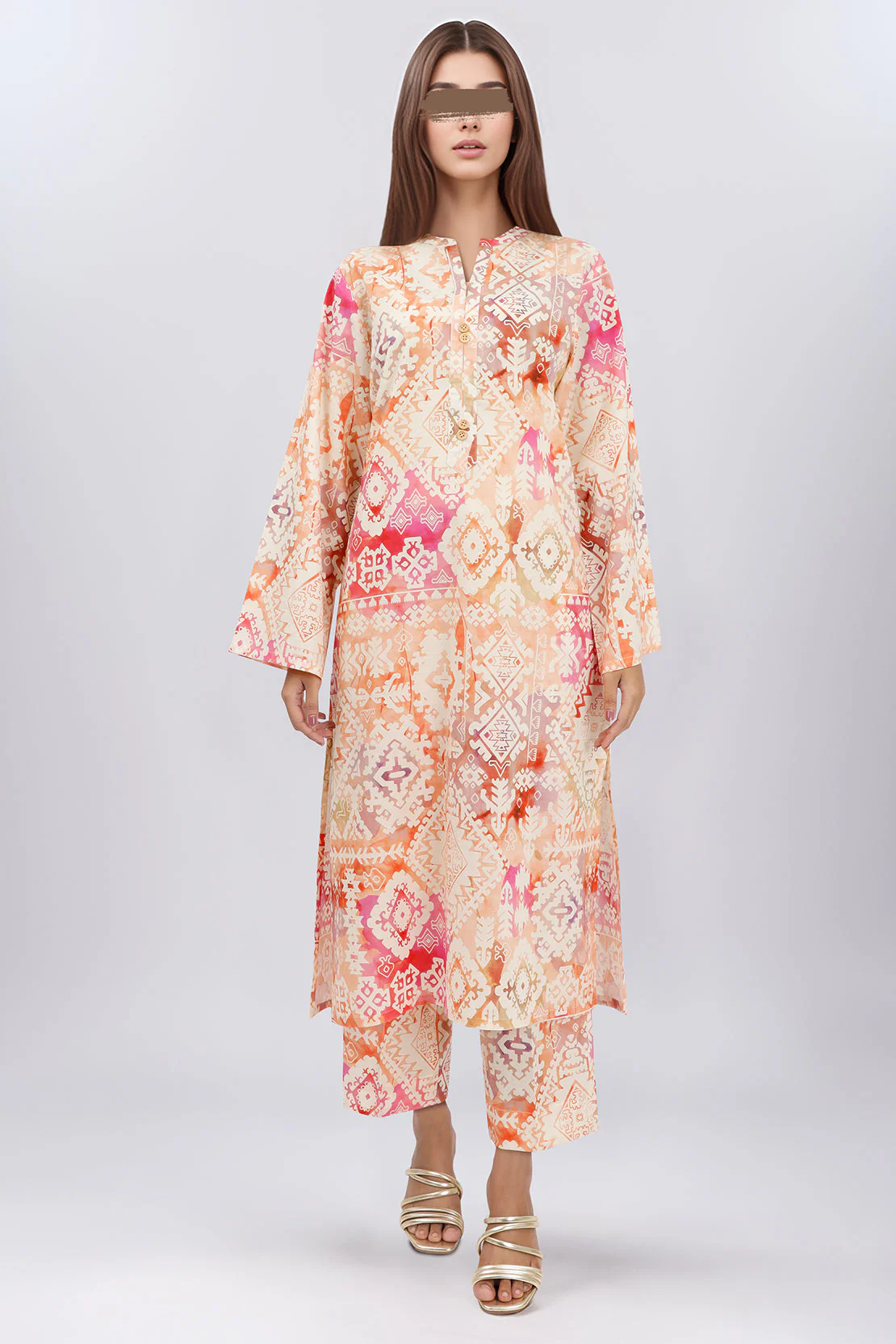 Printed Self Jacquard Stitched 2 Piece (Shirt/Trouser)
