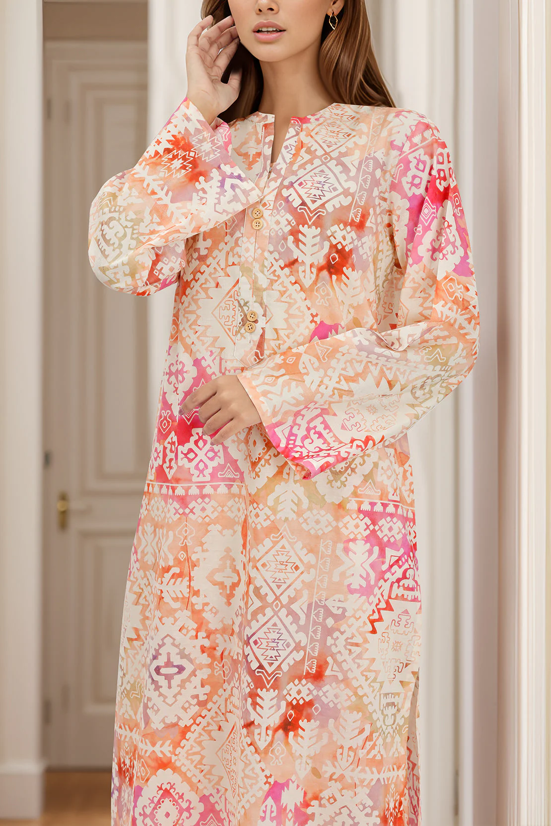 Printed Self Jacquard Stitched 2 Piece (Shirt/Trouser) - Image 2
