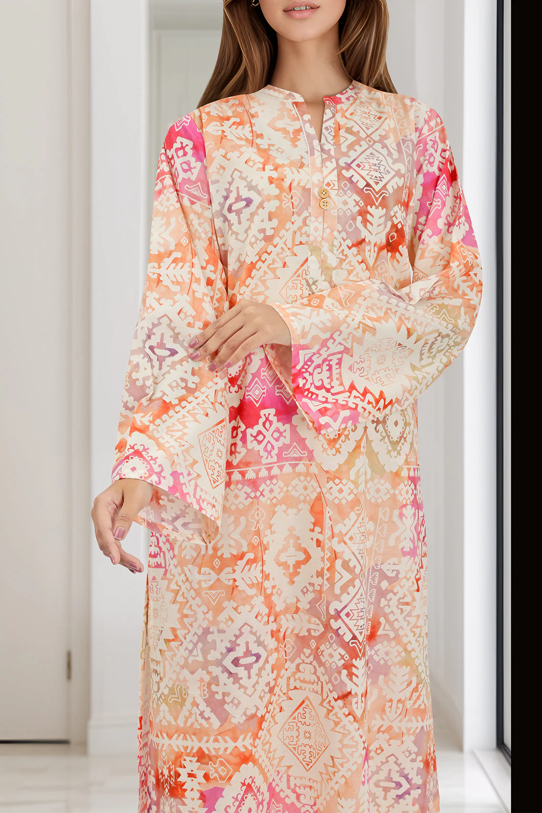 Printed Self Jacquard Stitched 2 Piece (Shirt/Trouser) - Image 3
