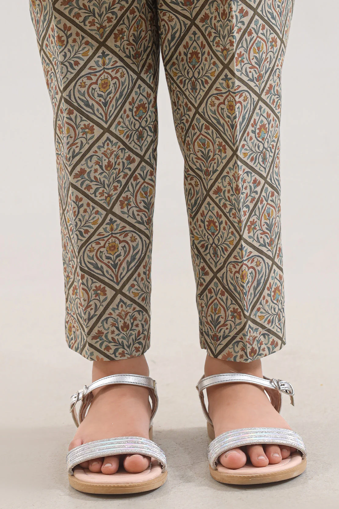 Printed Self Strip Lawn Pant For Kids