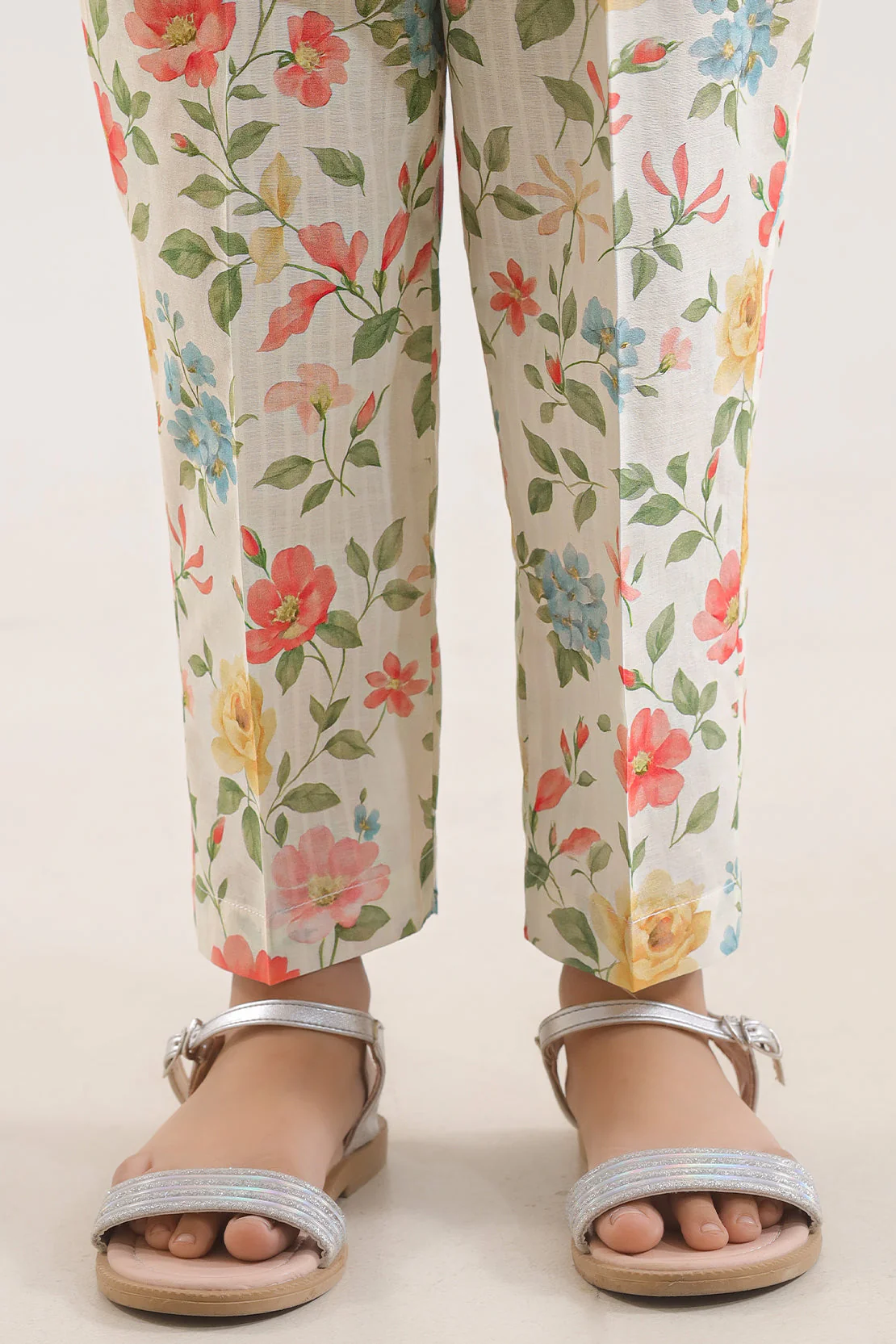 Printed Self Strip Lawn Pant For Kids
