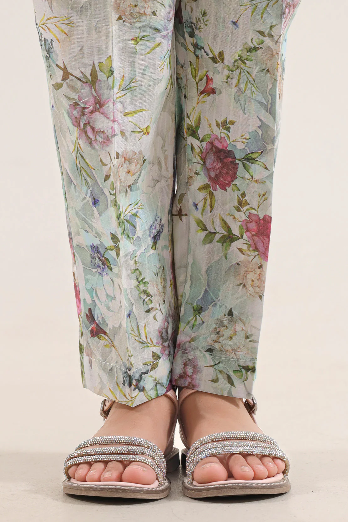 Printed Self Strip Lawn Pant For Kids