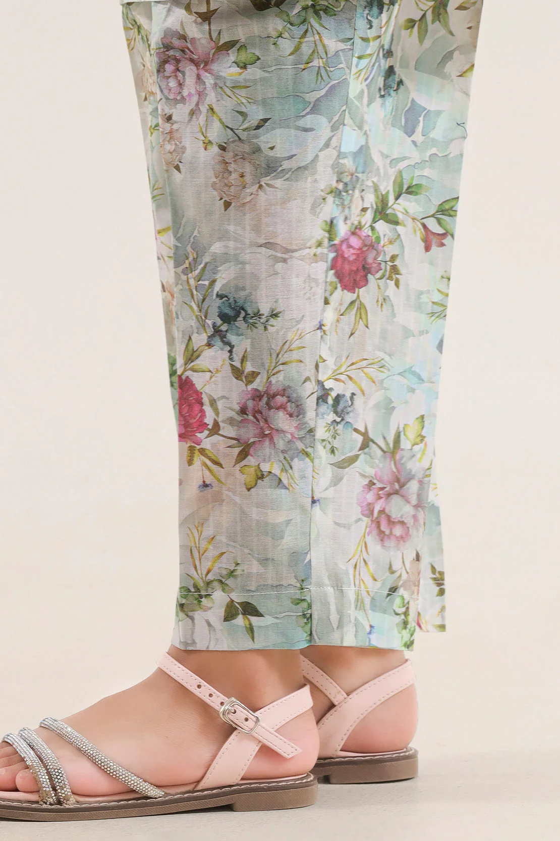 Printed Self Strip Lawn Pant For Kids - Image 2