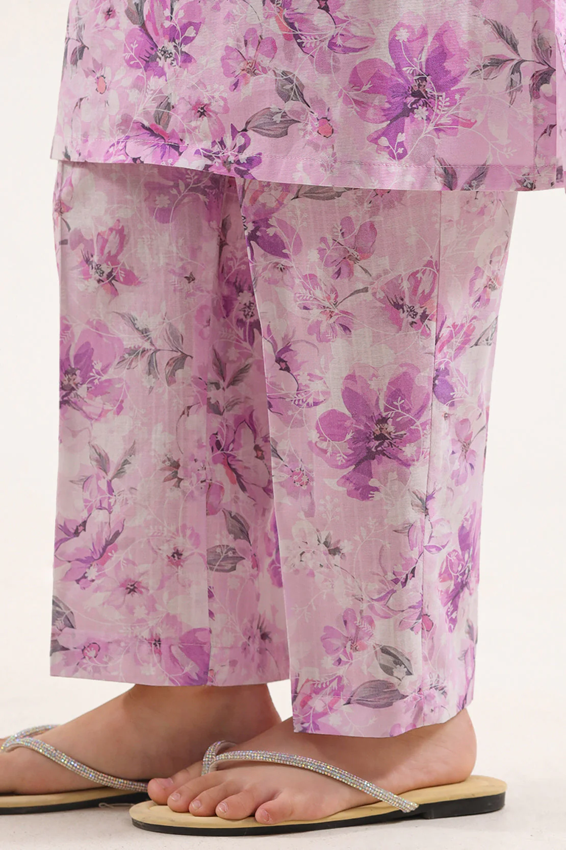 Printed Self Strip Lawn Pant For Kids - Image 2