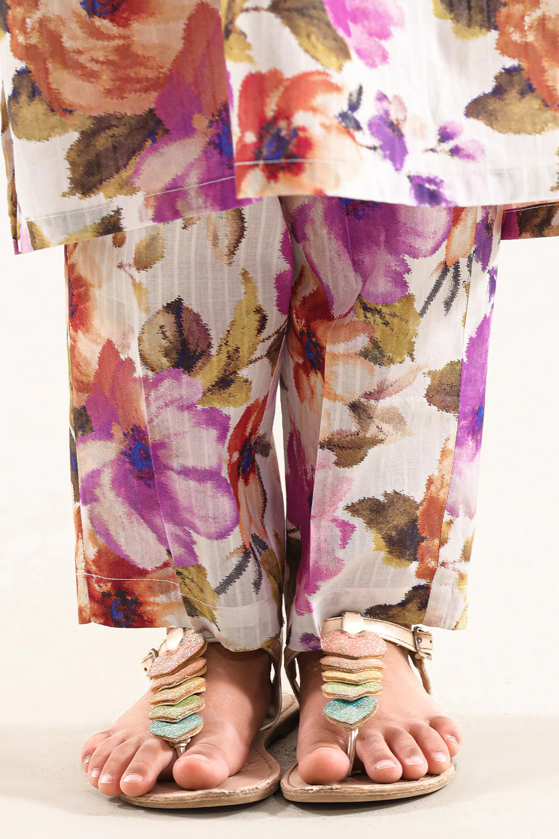 Printed Self Strip Lawn Pant For Kids