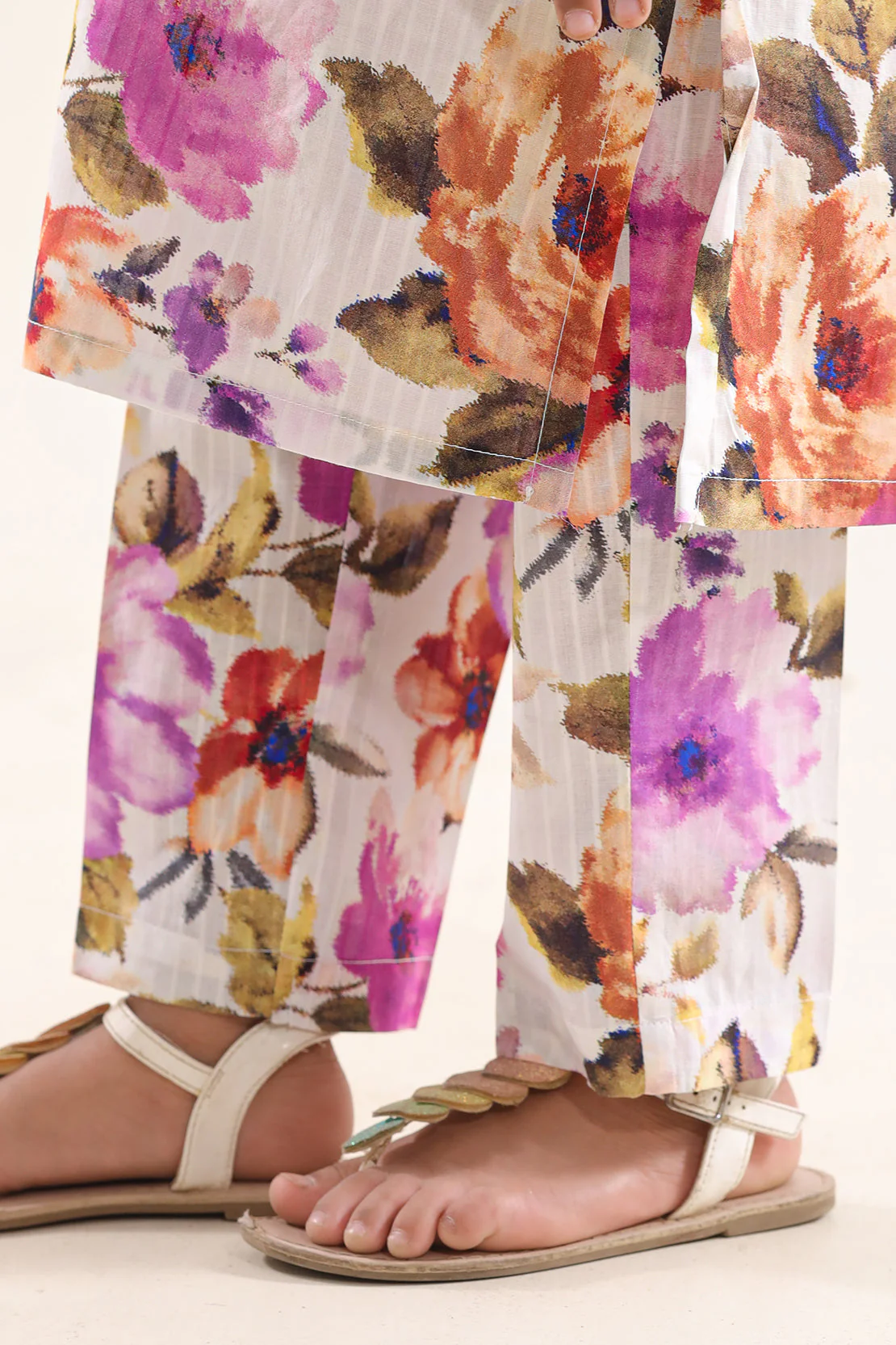 Printed Self Strip Lawn Pant For Kids - Image 2
