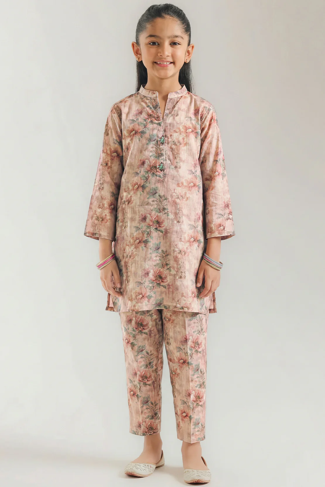 Printed Self Strip Lawn Stitched 2 Piece (Shirt/Trouser) For Kids - Image 2
