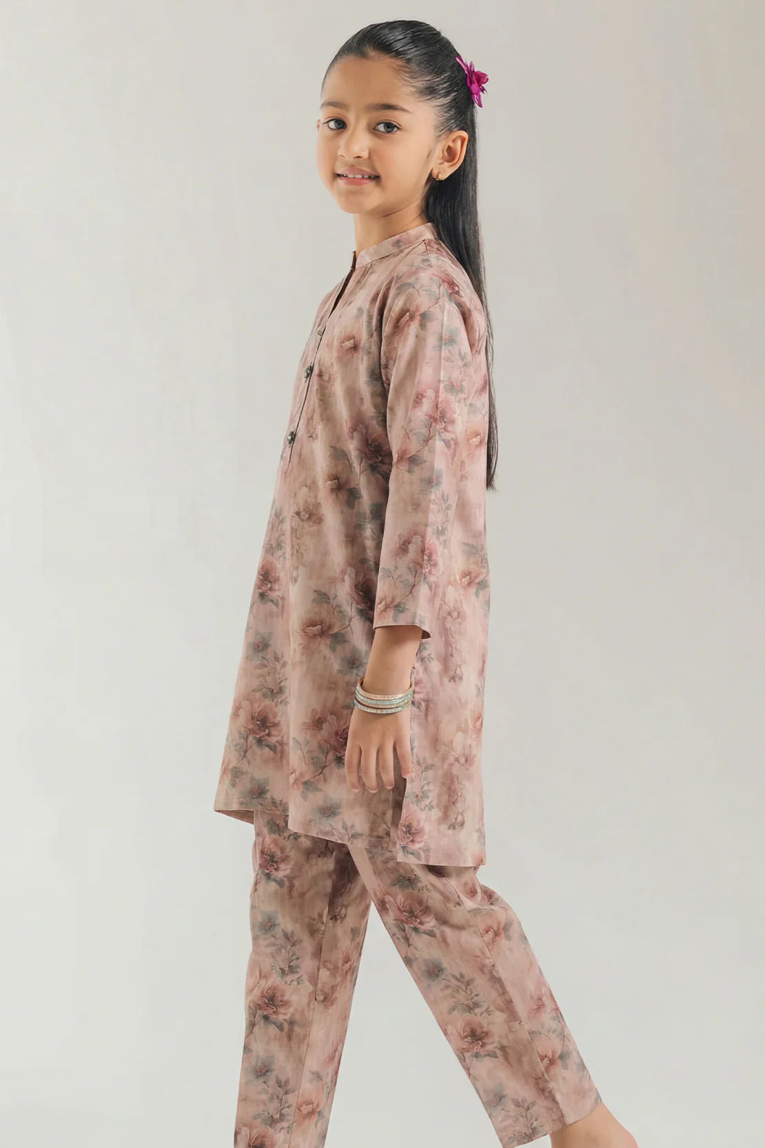Printed Self Strip Lawn Stitched 2 Piece (Shirt/Trouser) For Kids - Image 3