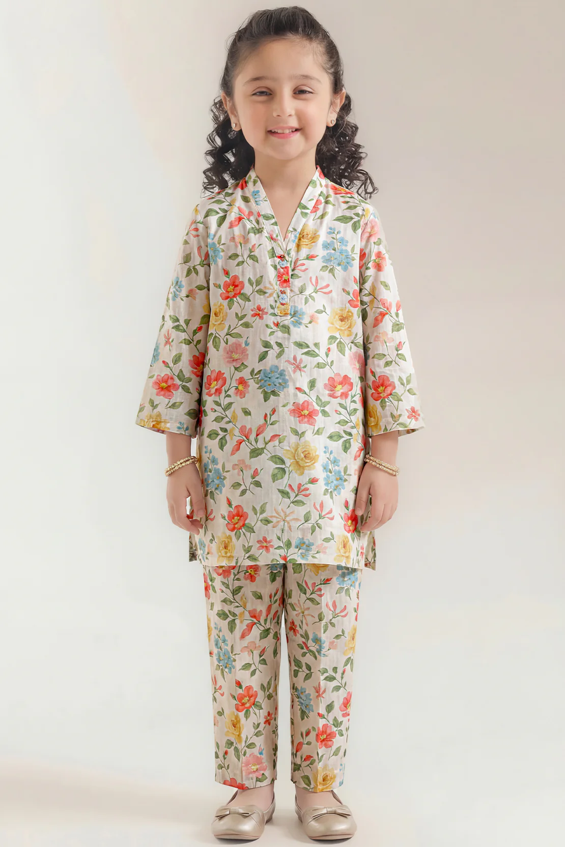 Printed Self Strip Lawn Stitched 2 Piece (Shirt/Trouser) For Kids