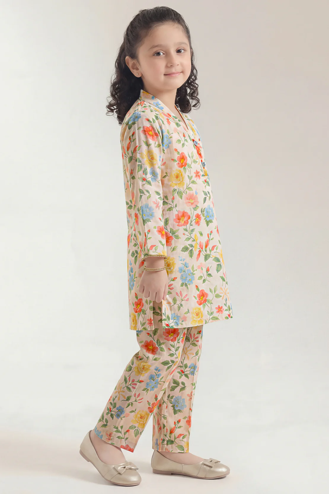 Printed Self Strip Lawn Stitched 2 Piece (Shirt/Trouser) For Kids - Image 3