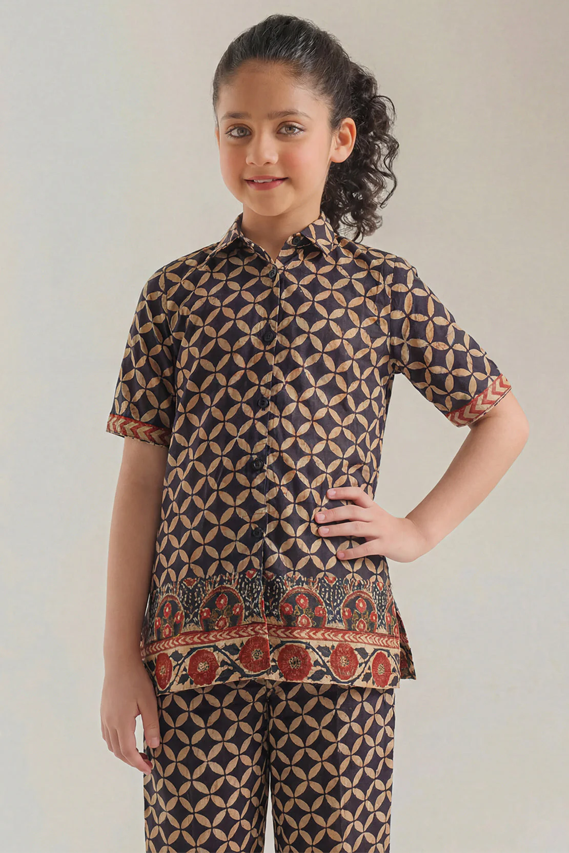 Printed Self Strip Lawn Stitched 2 Piece (Shirt/Trouser) For Kids - Image 4