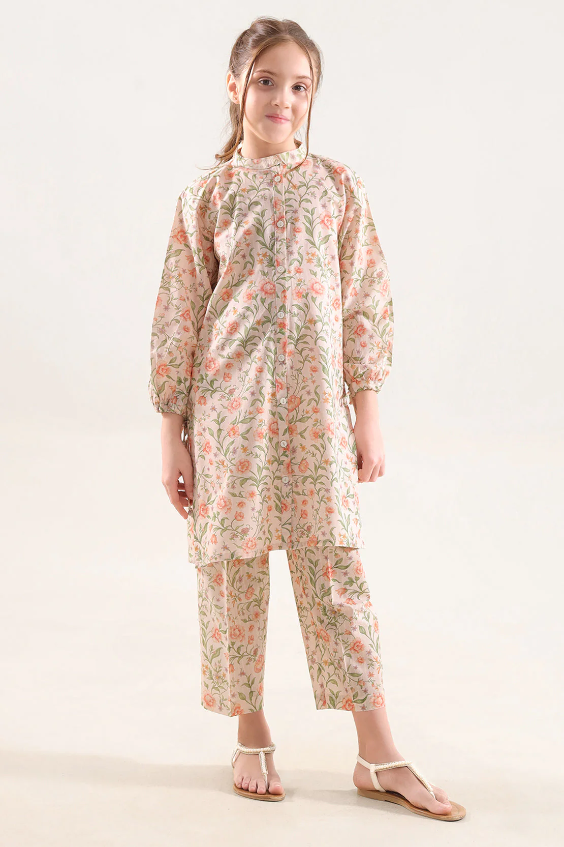 Printed Self Strip Lawn Stitched 2 Piece (Shirt/Trouser) For Kids