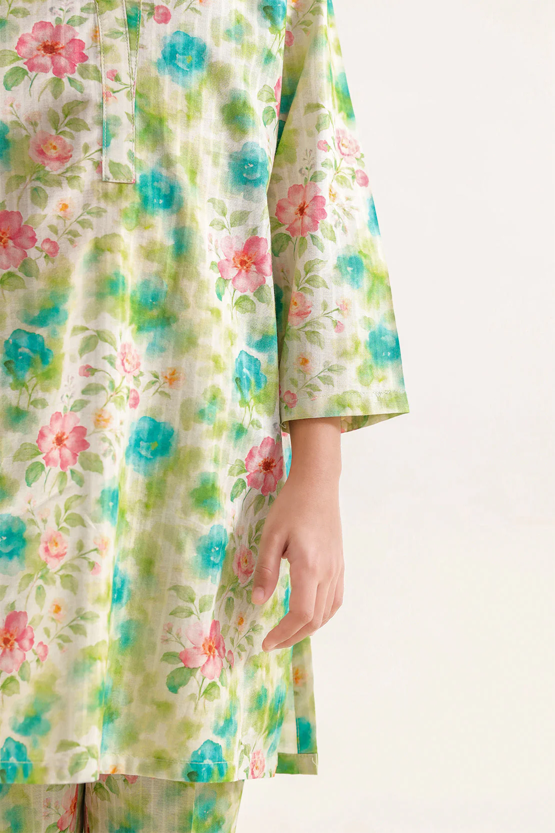 Printed Self Strip Lawn Stitched 2 Piece (Shirt/Trouser) For Kids - Image 4