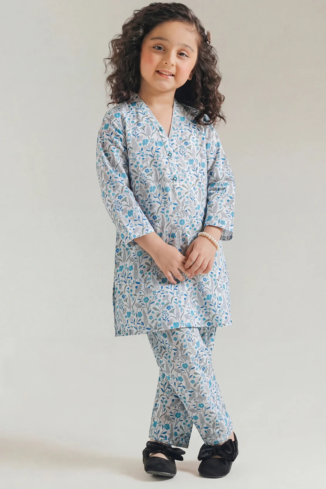 Printed Self Strip Lawn Stitched 2 Piece (Shirt/Trouser) For Kids
