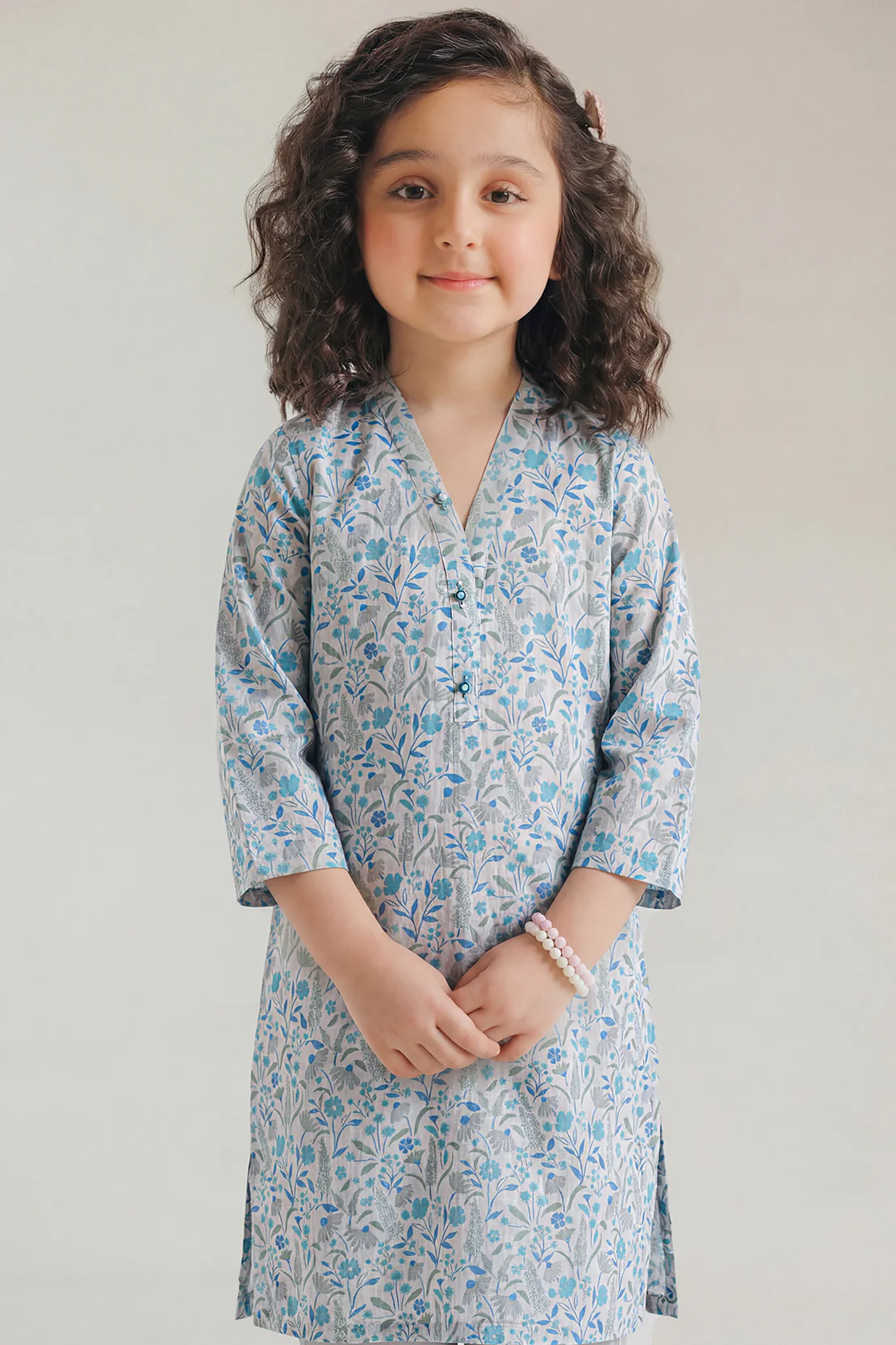 Printed Self Strip Lawn Stitched 2 Piece (Shirt/Trouser) For Kids - Image 2