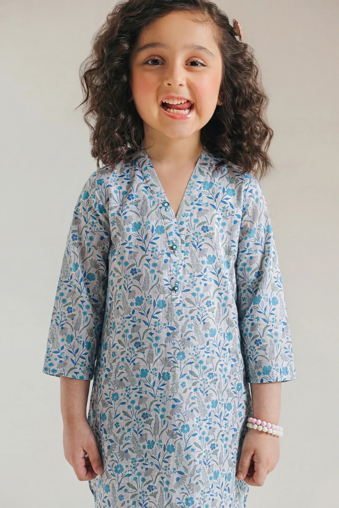 Printed Self Strip Lawn Stitched 2 Piece (Shirt/Trouser) For Kids - Image 3