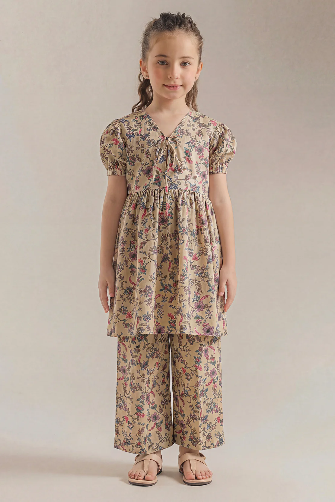 Printed Self Strip Lawn Stitched 2 Piece (Shirt/Trouser) For Kids