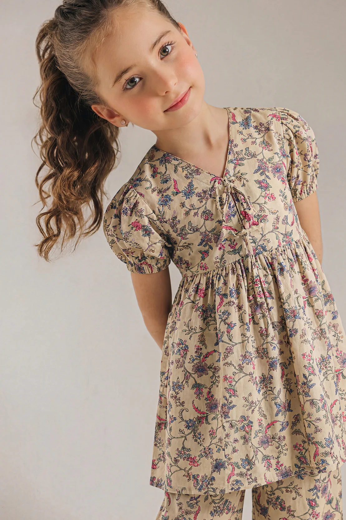 Printed Self Strip Lawn Stitched 2 Piece (Shirt/Trouser) For Kids - Image 3