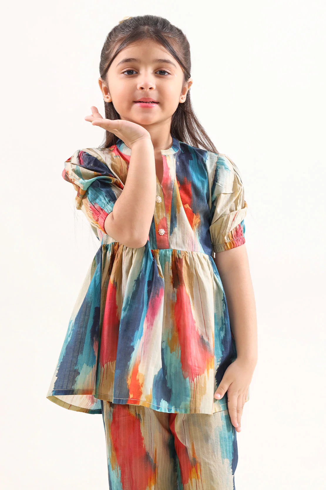 Printed Self Strip Lawn Stitched 2 Piece (Shirt/Trouser) For Kids - Image 2