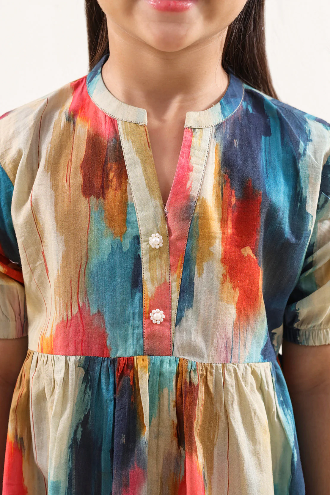 Printed Self Strip Lawn Stitched 2 Piece (Shirt/Trouser) For Kids - Image 3
