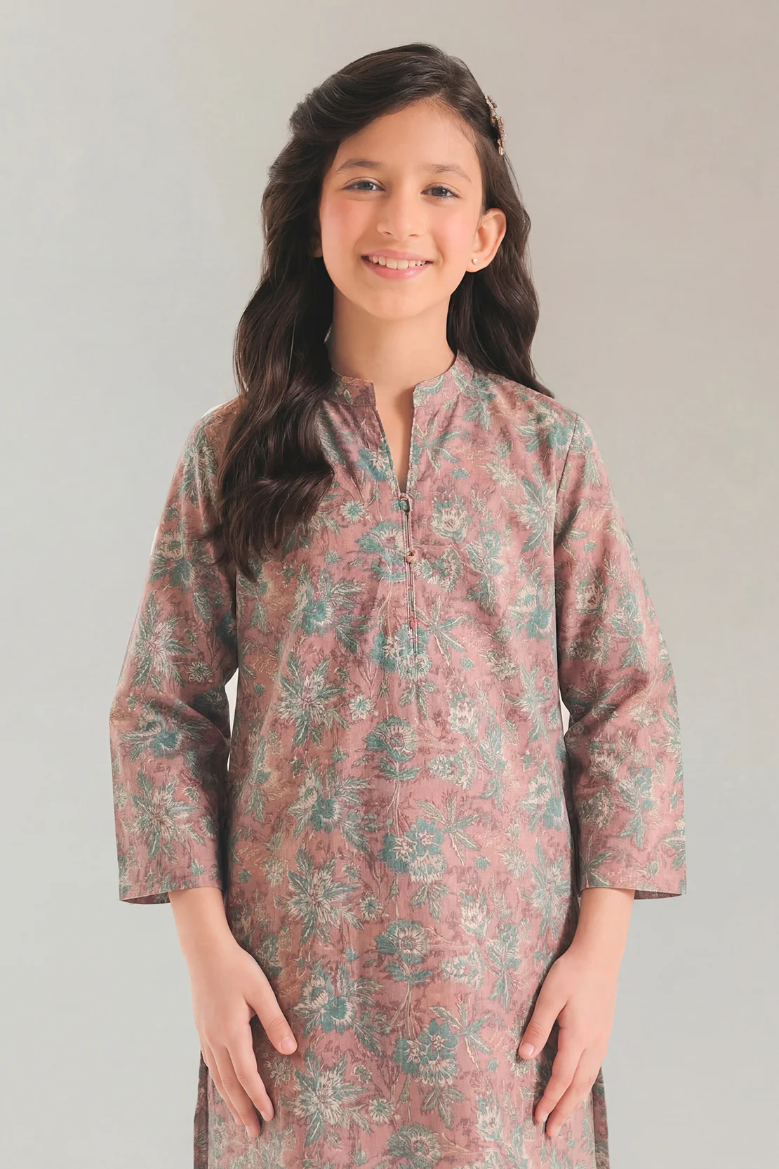 Printed Self Strip Lawn Stitched 2 Piece (Shirt/Trouser) For Kids - Image 2