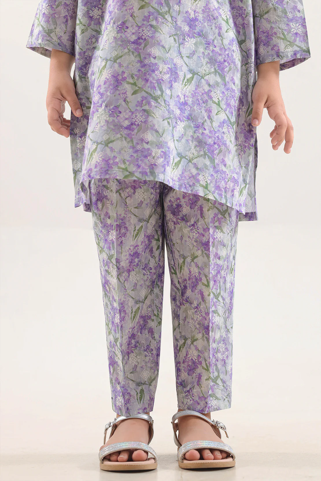 Printed Self Strip Lawn Stitched 2 Piece (Shirt/Trouser) For Kids - Image 4