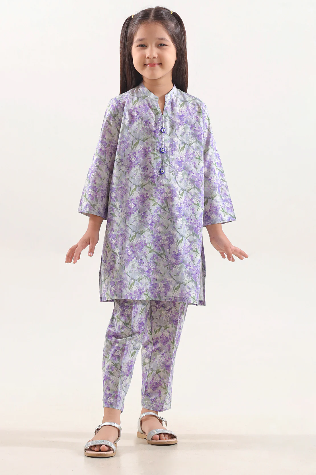 Printed Self Strip Lawn Stitched 2 Piece (Shirt/Trouser) For Kids - Image 5