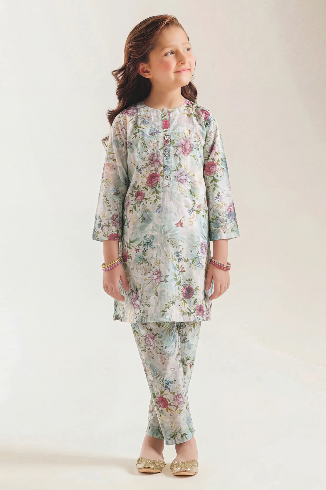 Printed Self Strip Lawn Stitched 2 Piece (Shirt/Trouser) For Kids - Image 2