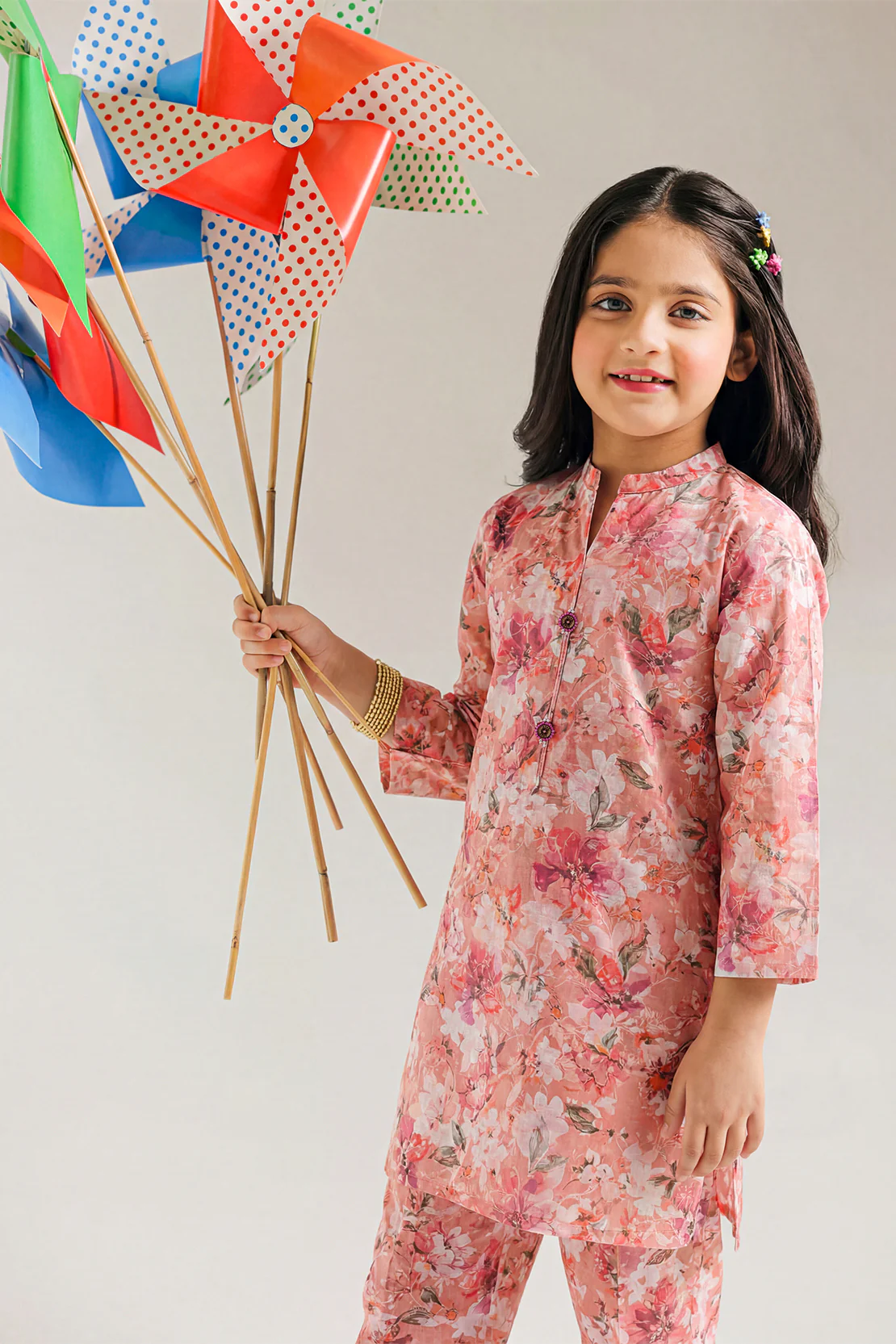 Printed Self Strip Lawn Stitched 2 Piece (Shirt/Trouser) For Kids