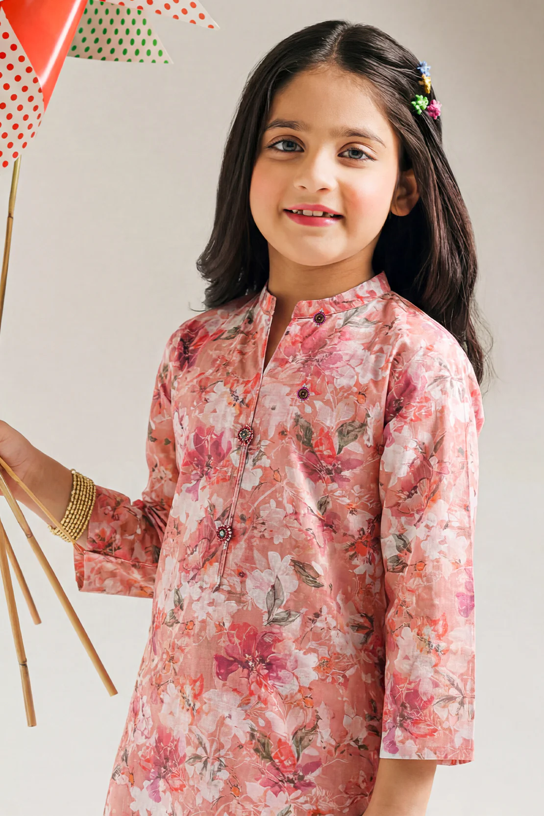 Printed Self Strip Lawn Stitched 2 Piece (Shirt/Trouser) For Kids - Image 3