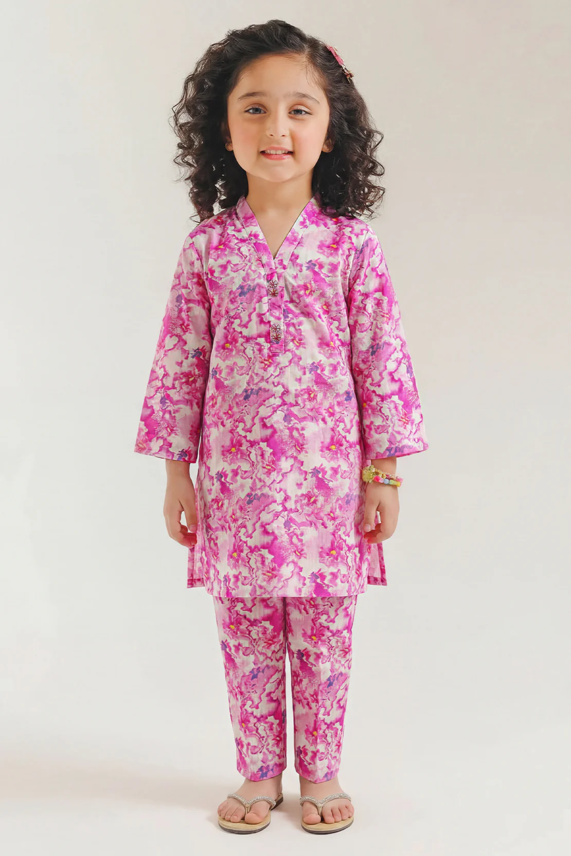 Printed Self Strip Lawn Stitched 2 Piece (Shirt/Trouser) For Kids - Image 2