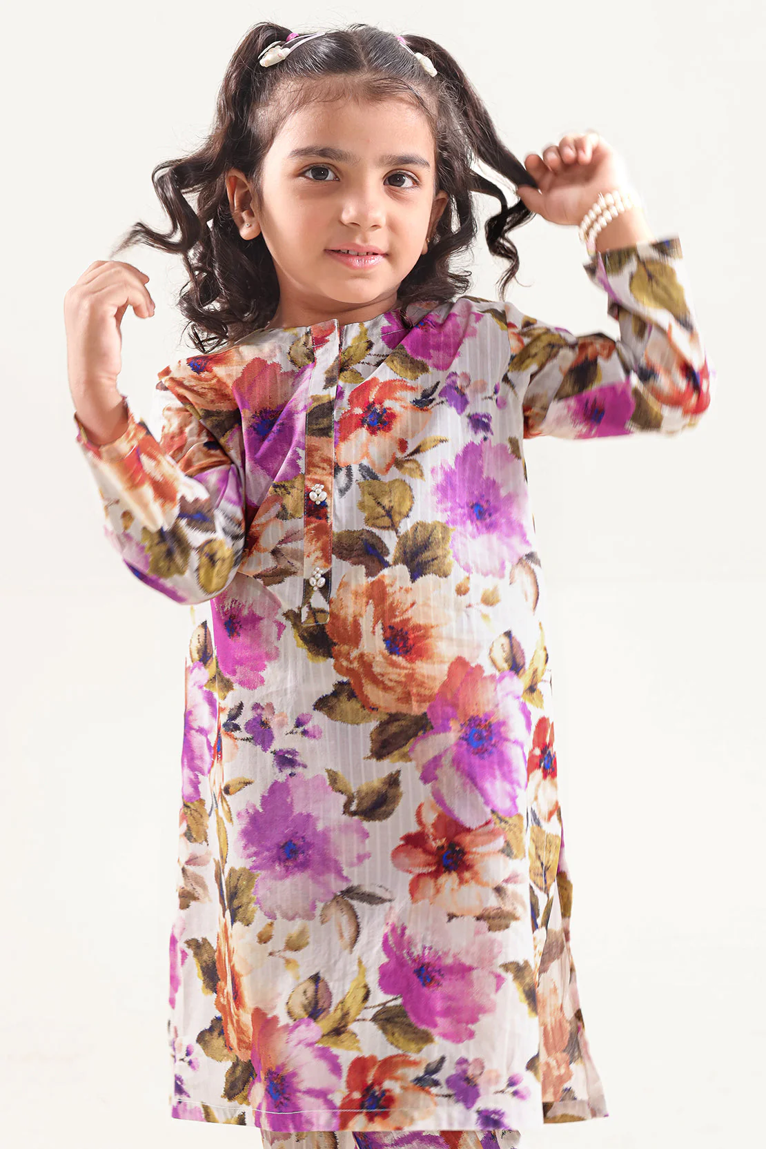Printed Self Strip Lawn Stitched 2 Piece (Shirt/Trouser) For Kids - Image 2