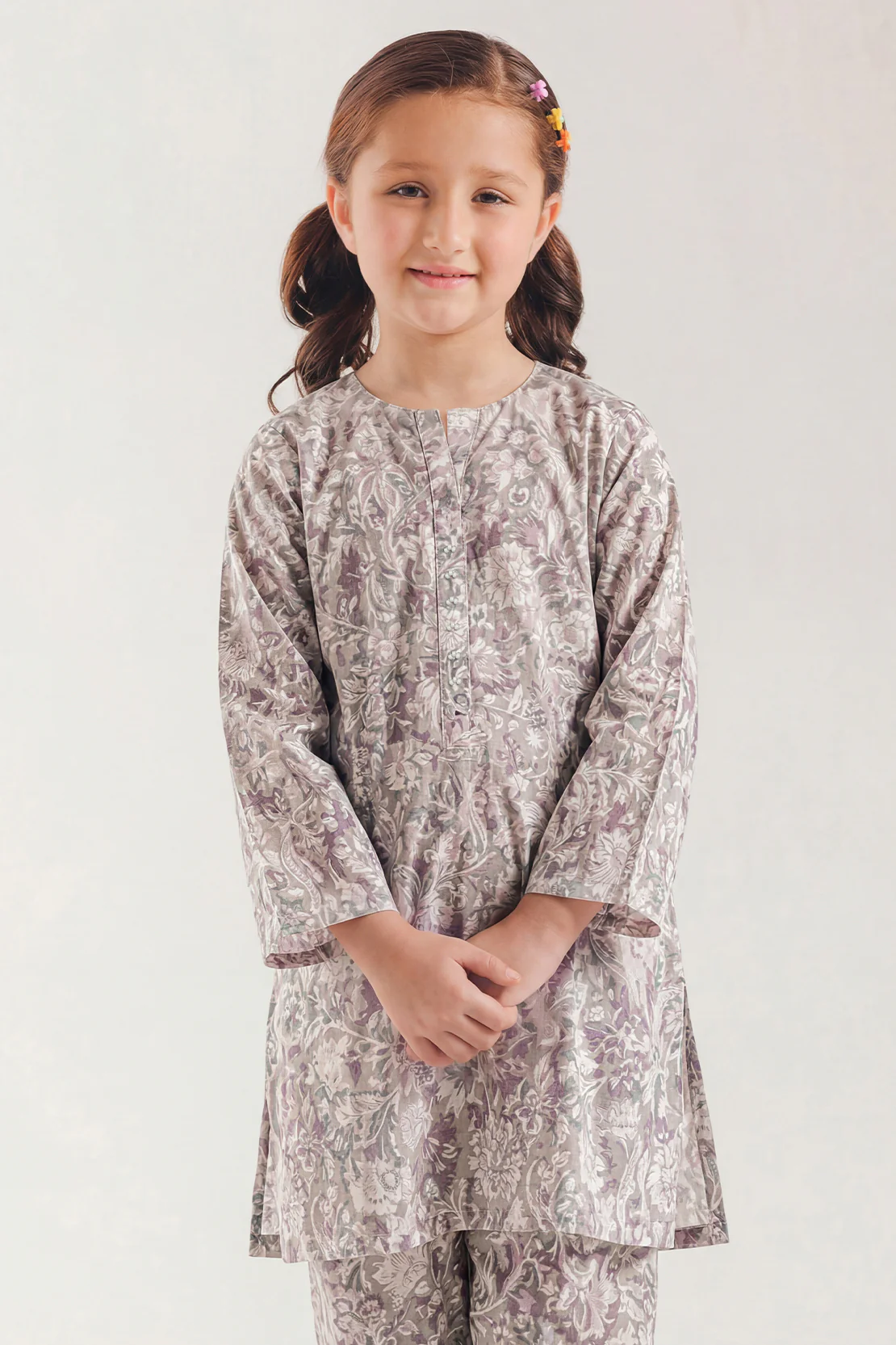 Printed Self Strip Lawn Stitched 2 Piece (Shirt/Trouser) For Kids - Image 2