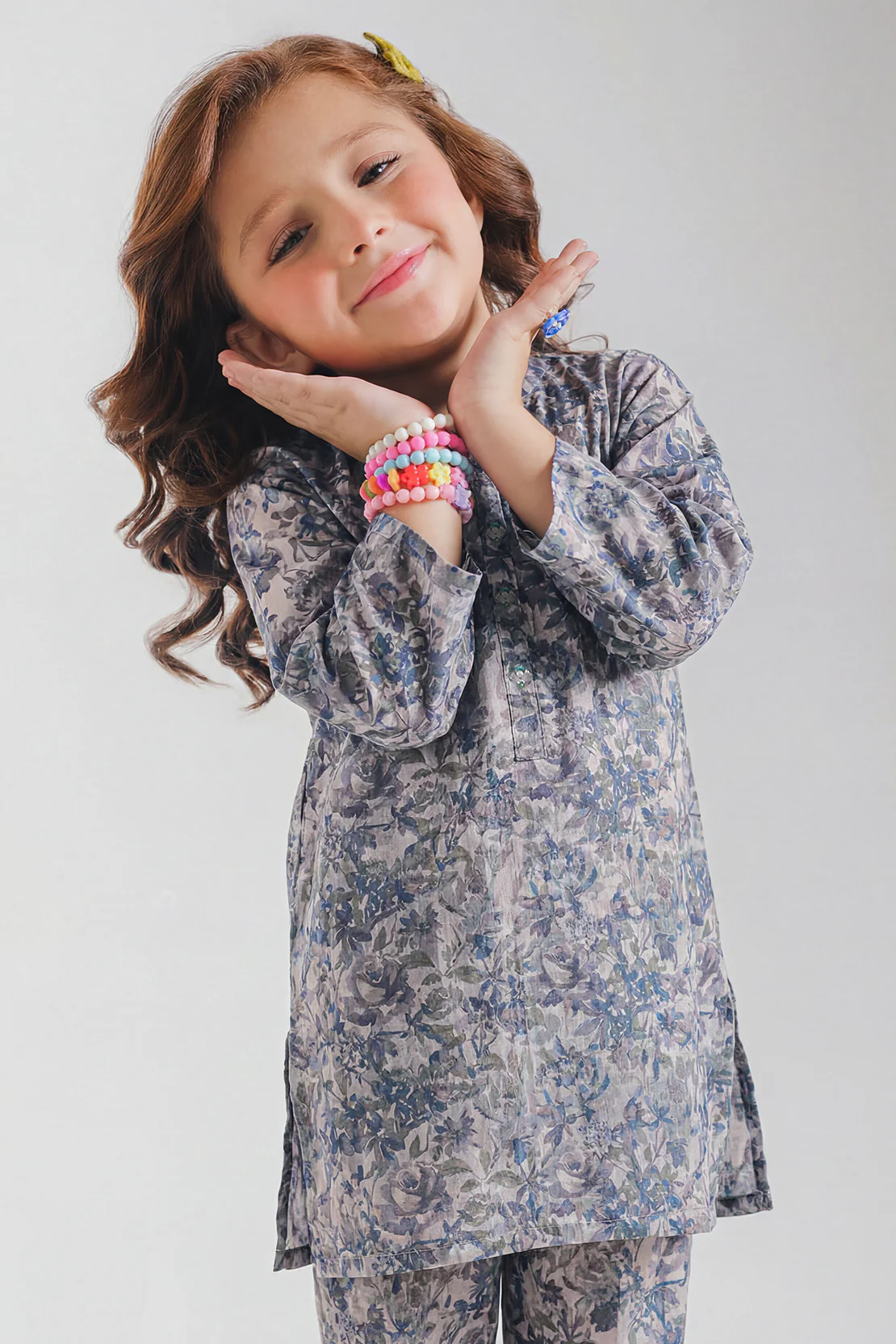 Printed Self Strip Lawn Stitched 2 Piece (Shirt/Trouser) For Kids - Image 2