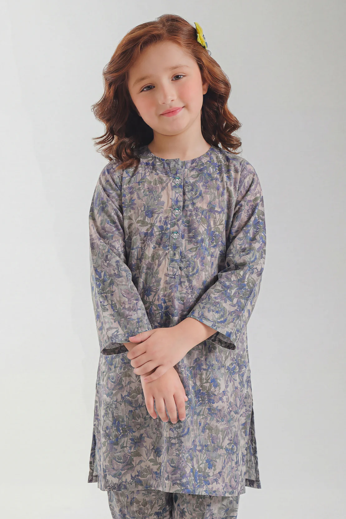 Printed Self Strip Lawn Stitched 2 Piece (Shirt/Trouser) For Kids - Image 3