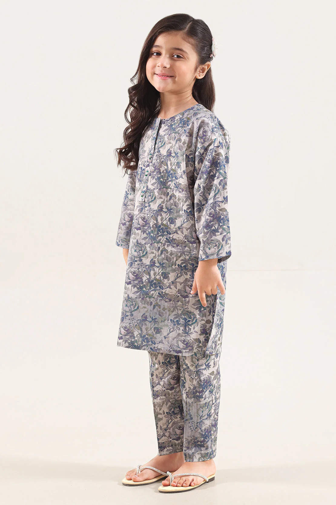 Printed Self Strip Lawn Stitched 2 Piece (Shirt/Trouser) For Kids - Image 4