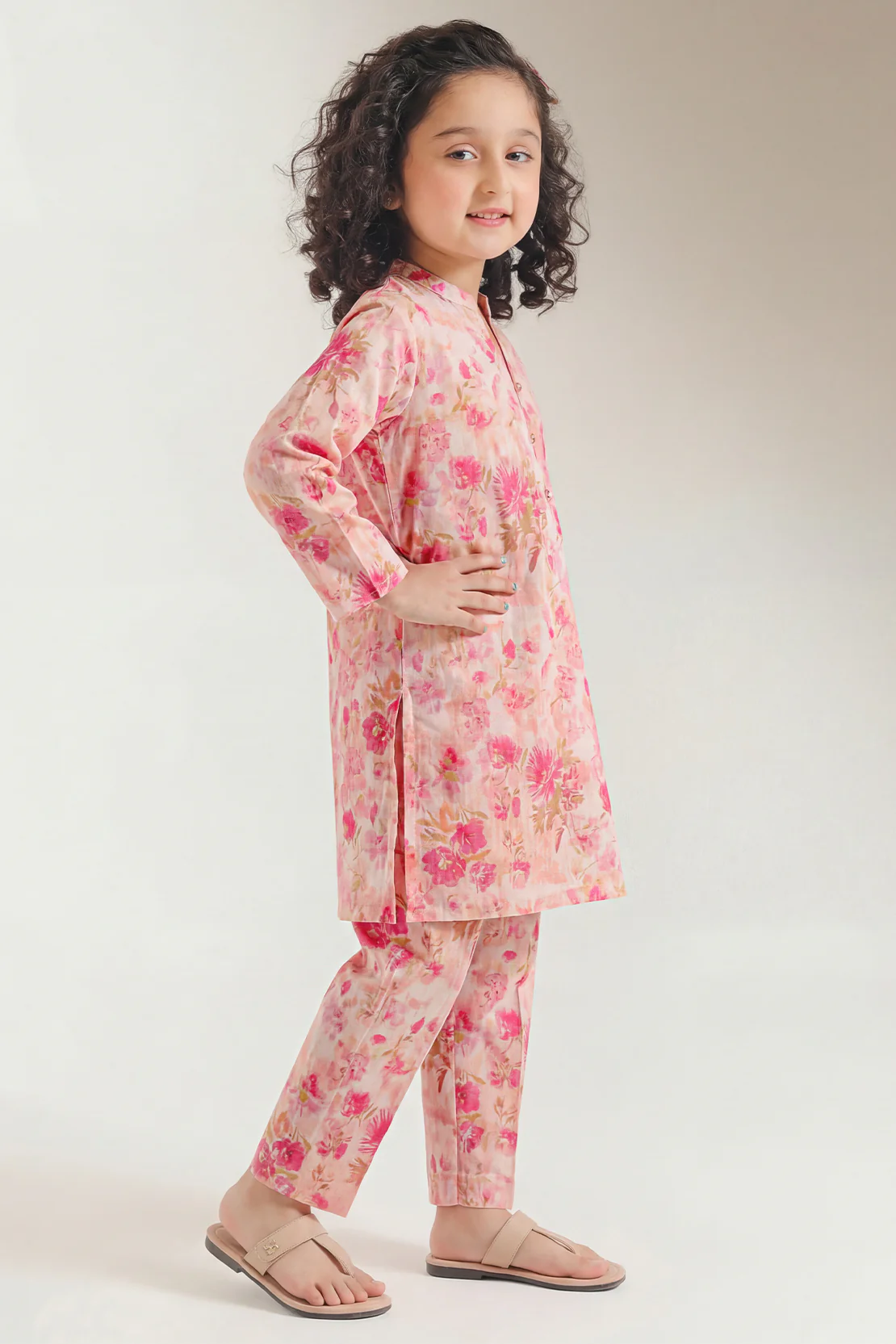 Printed Self Strip Lawn Stitched 2 Piece (Shirt/Trouser) For Kids - Image 3