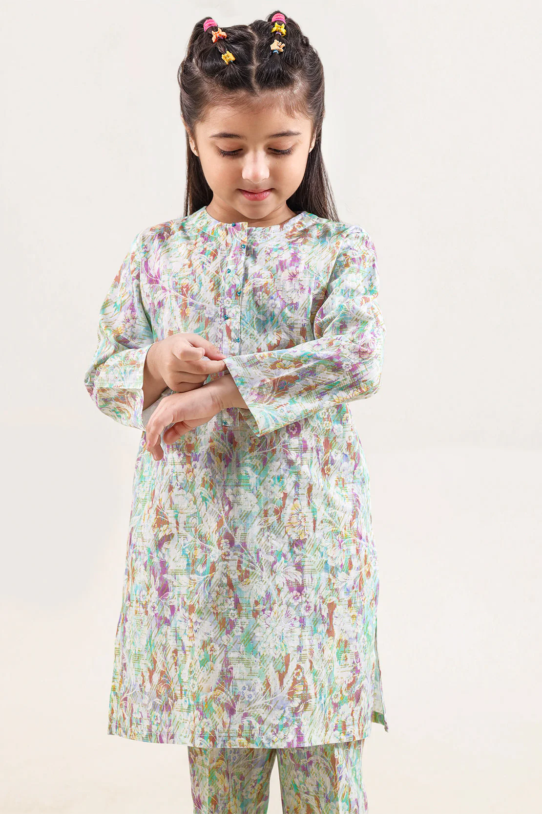 Printed Self Strip Lawn Stitched 2 Piece (Shirt/Trouser) For Kids - Image 3