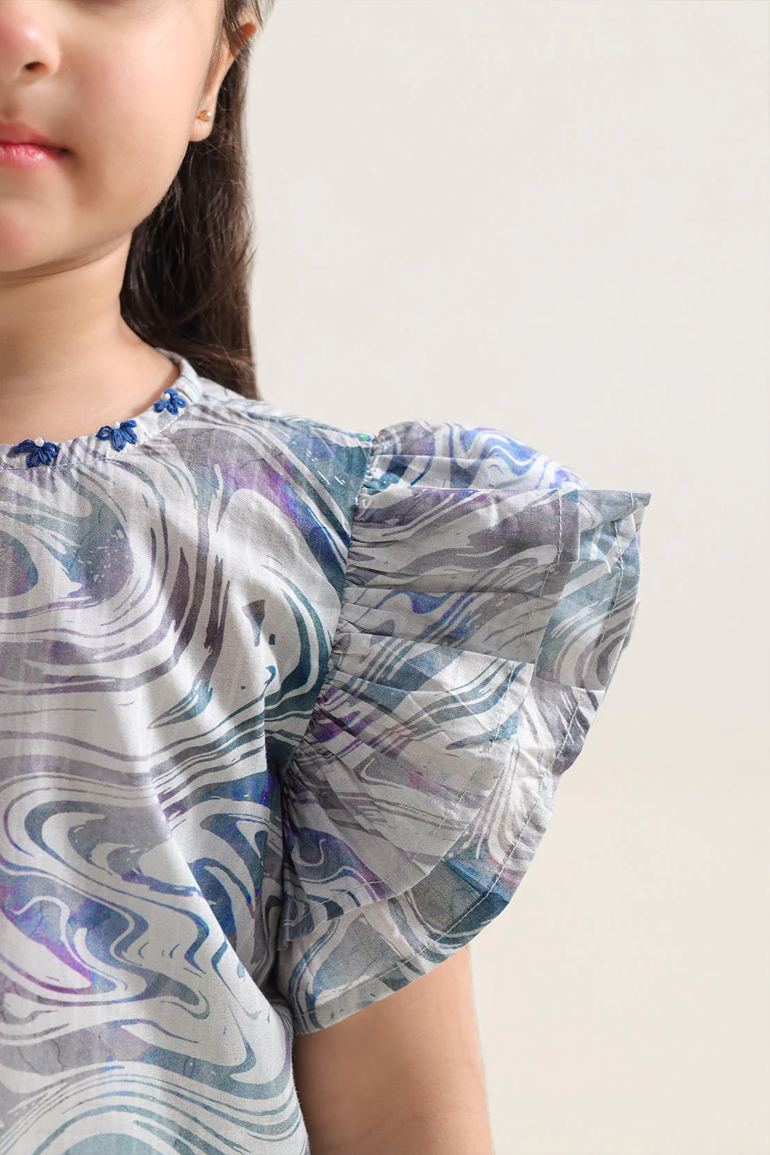 Printed Self Strip Lawn Stitched 2 Piece (Shirt/Trouser) For Kids - Image 4