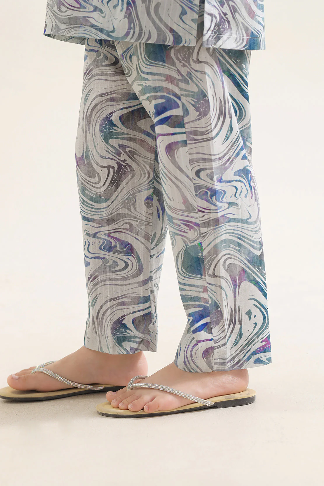Printed Self Strip Lawn Stitched 2 Piece (Shirt/Trouser) For Kids - Image 5