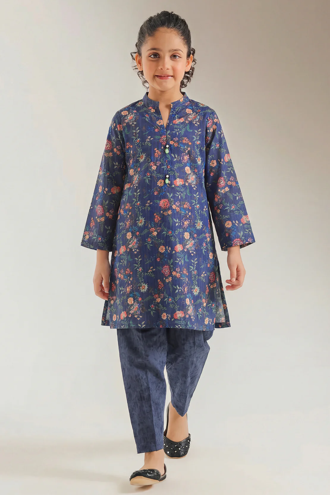 Printed Self Strip Lawn Stitched 2 Piece (Shirt/Trouser) For Kids - Image 3